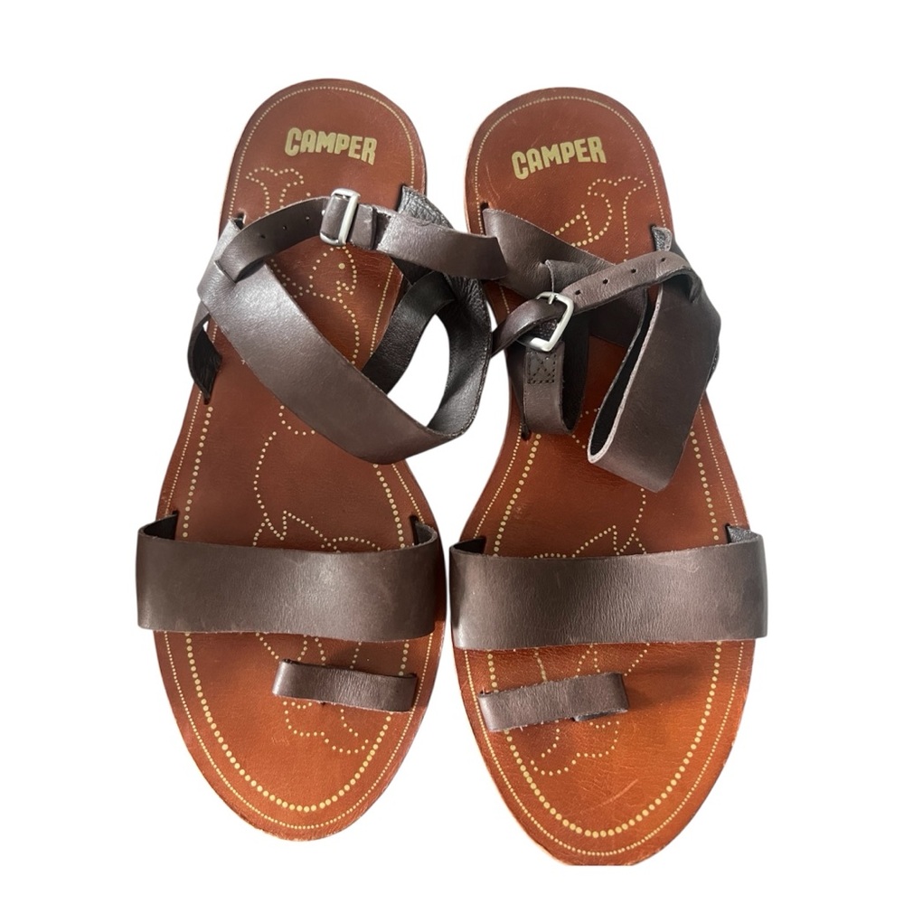 Camper Leather Strappy Flat Sandals Western Boho EU Size 41/ US Size 10